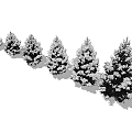 Snow Covered Pine Trees In Various Sizes Arranged In A Line 3d model
