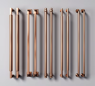 Modern Copper Door Handles With Various Stylish Designs For Home Decor 3d model