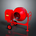 Red Portable Concrete Mixer With Motor Unit And Wheels For Construction Work 3d model