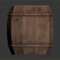 Vintage Wooden Barrel With Red Metal Hoops For Home Decor Use