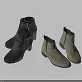 Stylish Black And Gray Ankle Boots With Zipper Closure Suede Material And Block Heel