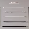 Minotti Curtain Rods With White Black Designs Decorative Ends And Hooks