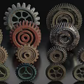 Hardware Tools Featuring Various Colored Gears In Different Sizes And Industrial Design 3d model
