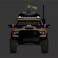 Military Armored Six Wheel Vehicle With Roof Mounted Weapon And Khaki Exterior