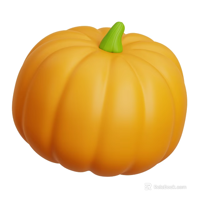 Fresh Ripe Orange Pumpkin With Green Stem A Nutritious Vegetable For Healthy Recipes 3d model 