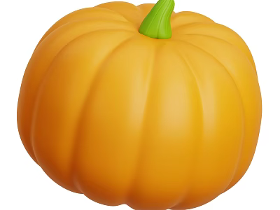 Fresh Ripe Orange Pumpkin With Green Stem A Nutritious Vegetable For Healthy Recipes 3d model