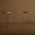 Bar Chair Nordic Style Bar Chair Antique Style Stool Metal Stool 3d model