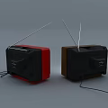 Vintage Television Set With Red Black Exterior Classic Knobs Antenna And Retro Design Details