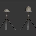 Two Tripod Display Stands With Metal Frames And Stone Tops