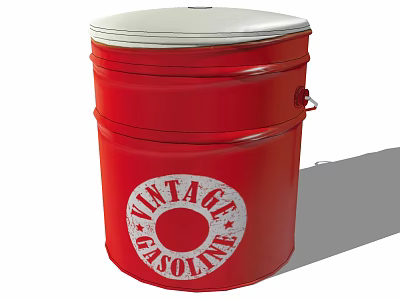 Vintage Red Metal Gasoline Barrel With White Lid And Classic Design 3d model
