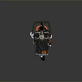 Custom Weapon With Red Engine Black Handle Metal Canister Yellow Hose And Orange Nozzle
