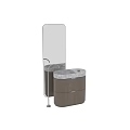 Modern Bathroom Double Vanity With Wooden Cabinet Marble Countertop Mirrors And Faucets