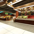 Bright Modern Fruit Store Interior With Assorted Fresh Fruits On Wooden Display Shelves