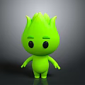 Green Game and Movie Character With Flame Shaped Head Black Eyes Cute Design
