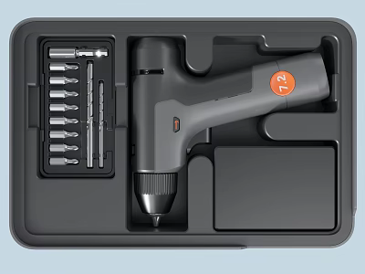 Professional Hardware Tool Set With Power Drill And Multiple Drill Bits In Case 3d model