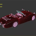 Vintage Convertible Sports Car With Black Body Red Seats And Open Top Design