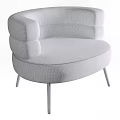 Modern Light Gray Fluffy Armchair With Curved Backrest And Metal Legs Design