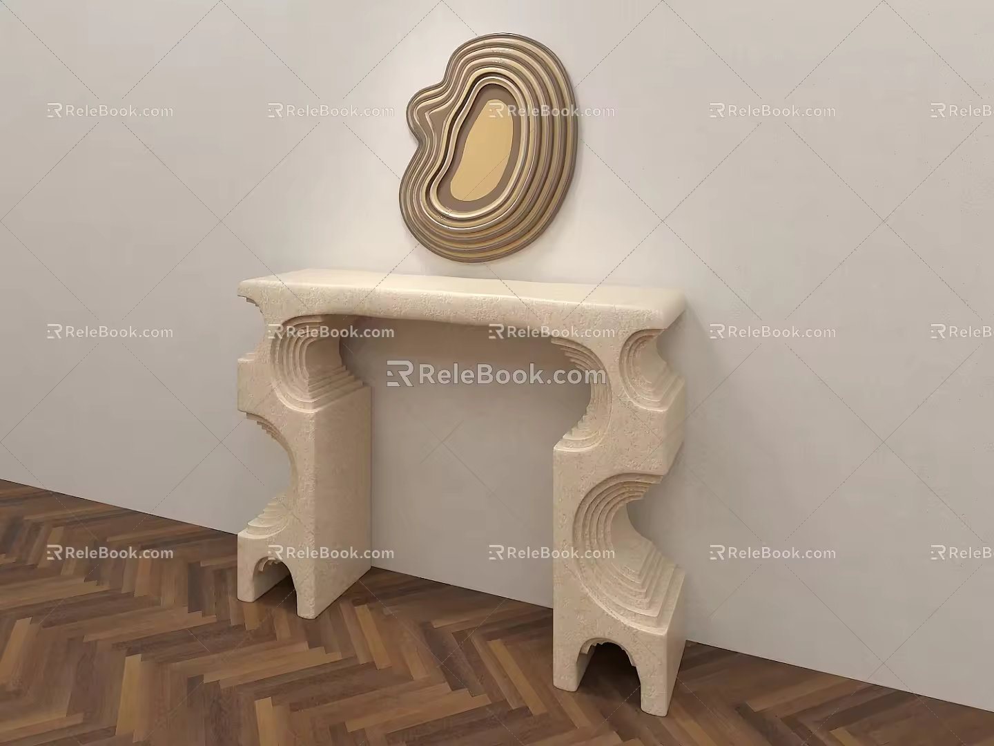 Modern End View Table Display Table Long Table Gypsum Shaped Creative Furniture Exhibition Display Long Table Wall Decoration 3d model