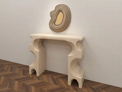 Modern End View Table Display Table Long Table Gypsum Shaped Creative Furniture Exhibition Display Long Table Wall Decoration 3d model
