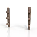 Brown Wooden Hooks With Three Small Hooks Each For Household Use
