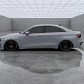 White Audi Sedan with Sporty Alloy Wheels in Modern Showroom Setting Sleek Exterior Design