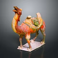 Colorful Terracotta Camel Sculpture In Tang Dynasty Style With Vibrant Colors And Carrying Goods