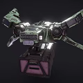 Detailed Futuristic Sci Fi Mechanical Structure With Green Purple Metallic Design