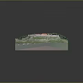 Green natural landscape with rolling hills lush trees terraced fields and small buildings
