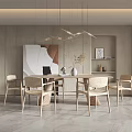 Quiet Dining Table and Chair Combination Dining Table and Chair 3d model