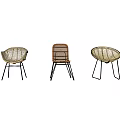 Stylish Rattan Leisure Chairs With Black Metal Frames And Modern Minimalist Design