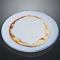 Golden Crusted Flatbread With White Cream Topping Served On Ceramic Plate 3d model