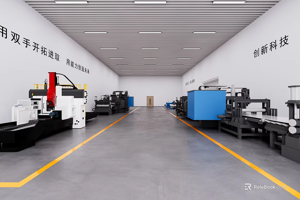 Modern Industrial Workshop Featuring Advanced Machinery Equipment And Innovative Technology 3d model 