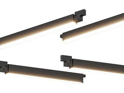 Sleek Modern LED Strip Lighting Fixtures With Black Mounts And Illuminated Strips 3d model