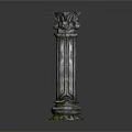 Classical Carved Stone Column With Decorative Capital And Intricate Texture Details