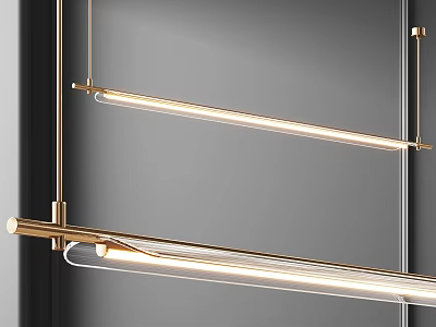Chic Modern Gold Linear Pendant Light With Glass Shade For Kitchen Interior 3d model