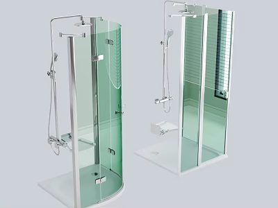 Modern Glass Shower Sauna Enclosure With Metal Frame Curved And Square Design 3d model