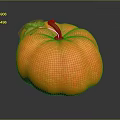 Orange Textured Pumpkin With Green Leaf And Vine On Dark Background
