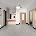 Modern Hospital Outpatient Clinic Interior With Wooden Doors And Washbasin