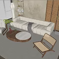 Quiet sofa tea table combination sofa coffee table seat combination 3d model