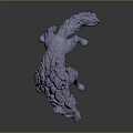 Mythical Wolf Fantasy Character 3D Sculpted Model With Detailed Fur And Tail Design