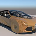 BMW Golden Concept Car With Sleek Mesh Design Transparent Roof And Tree Nearby