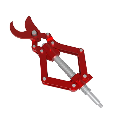 Red Mechanical Clamp With Metal Rod And Screws 3d model