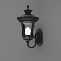Black Classic Design Wall Mounted Lamp With Glass Shade And Ornate Details