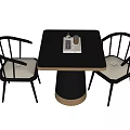 Modern Table and Chairs Set with Square Black Top Gold Base Black Frame White Seats