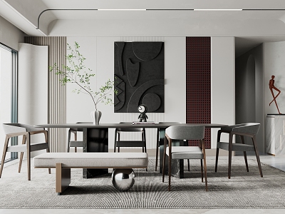 Modern dining table and chair combination model