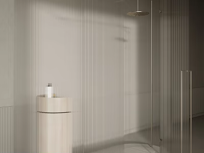 Modern Shower Sauna Interior Design With Glass Partition And Wooden Pedestal 3d model