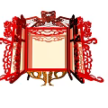 Traditional Red Chinese Lantern With Intricate Cut Out Design Square Frame And Golden Base