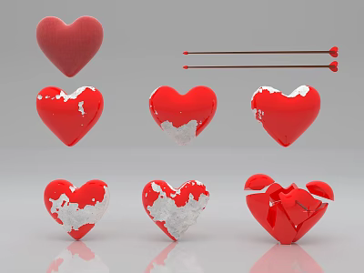 One Arrow Piercing Heart Love and Arrow Love Love Heart Shape Love Pendant Valentine's Day Love Tanabata Cartoon Heart Heart 3d model