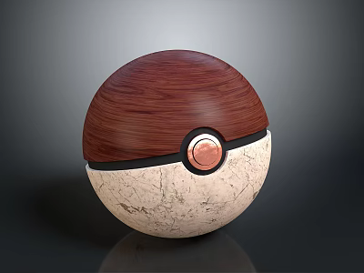 Wooden Top Stone Bottom Sphere With Black Ring And Copper Button 3d model