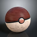 Wooden Top Stone Bottom Sphere With Black Ring And Copper Button